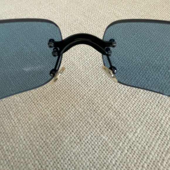 Vintage Chanel Black Matte Metal Frameless Blue Lense Sunglasses with Case - Picture 8 of 13